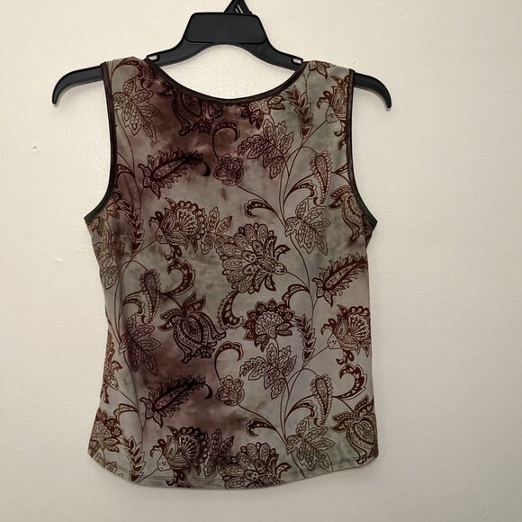 SERENADE Vintage Y2K Boho Sheer Burnout Floral Velvet Whimsygoth Cami, Brown- L - Picture 6 of 7